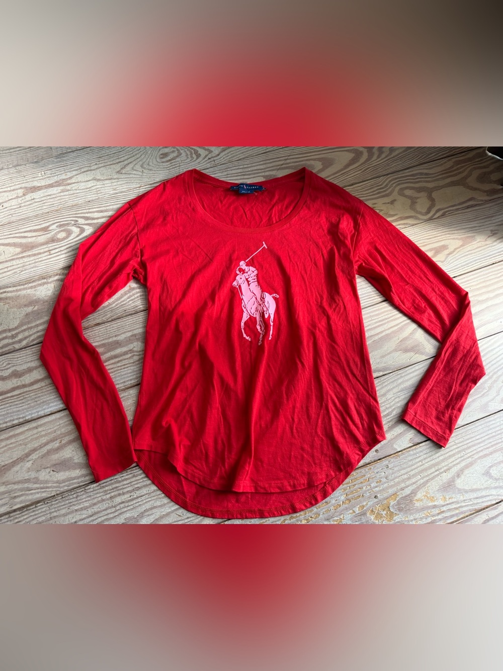 Ralph Lauren Red Big Pony Long Sleeve Shirt Size M